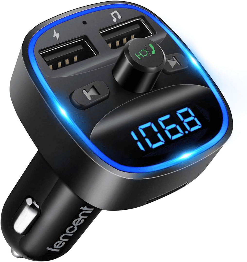 Transmetteur FM Bluetooth LENCENT pour Voiture avec Chargeur Double USB