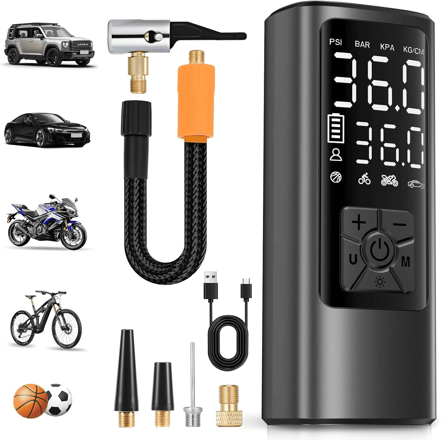 Compresseur d'Air Portatif HOVVIDA – Gonfleur Électrique avec Arrêt Automatique