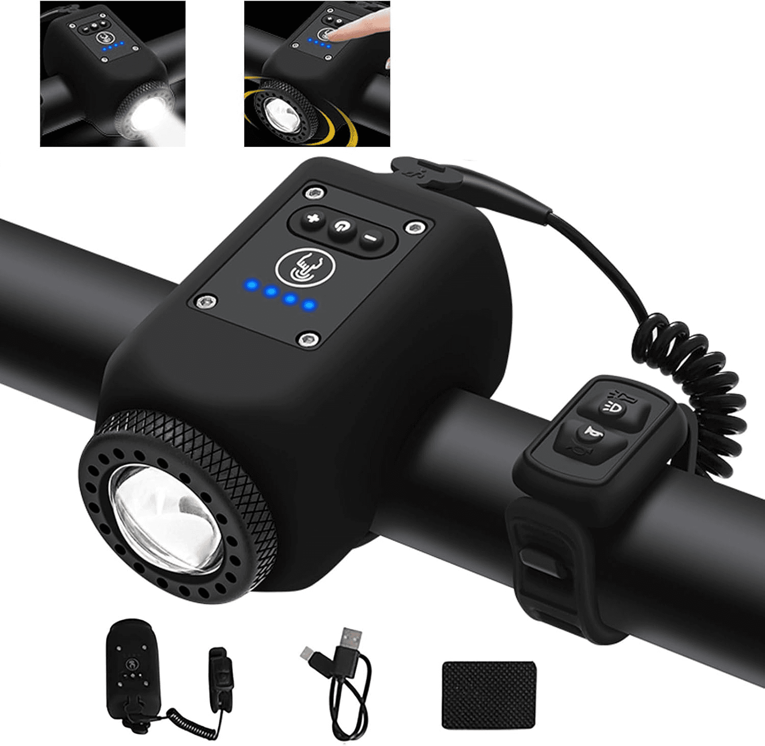 Klaxon Électronique et Éclairage Rechargeable TINGSING pour Trottinette et Vélo