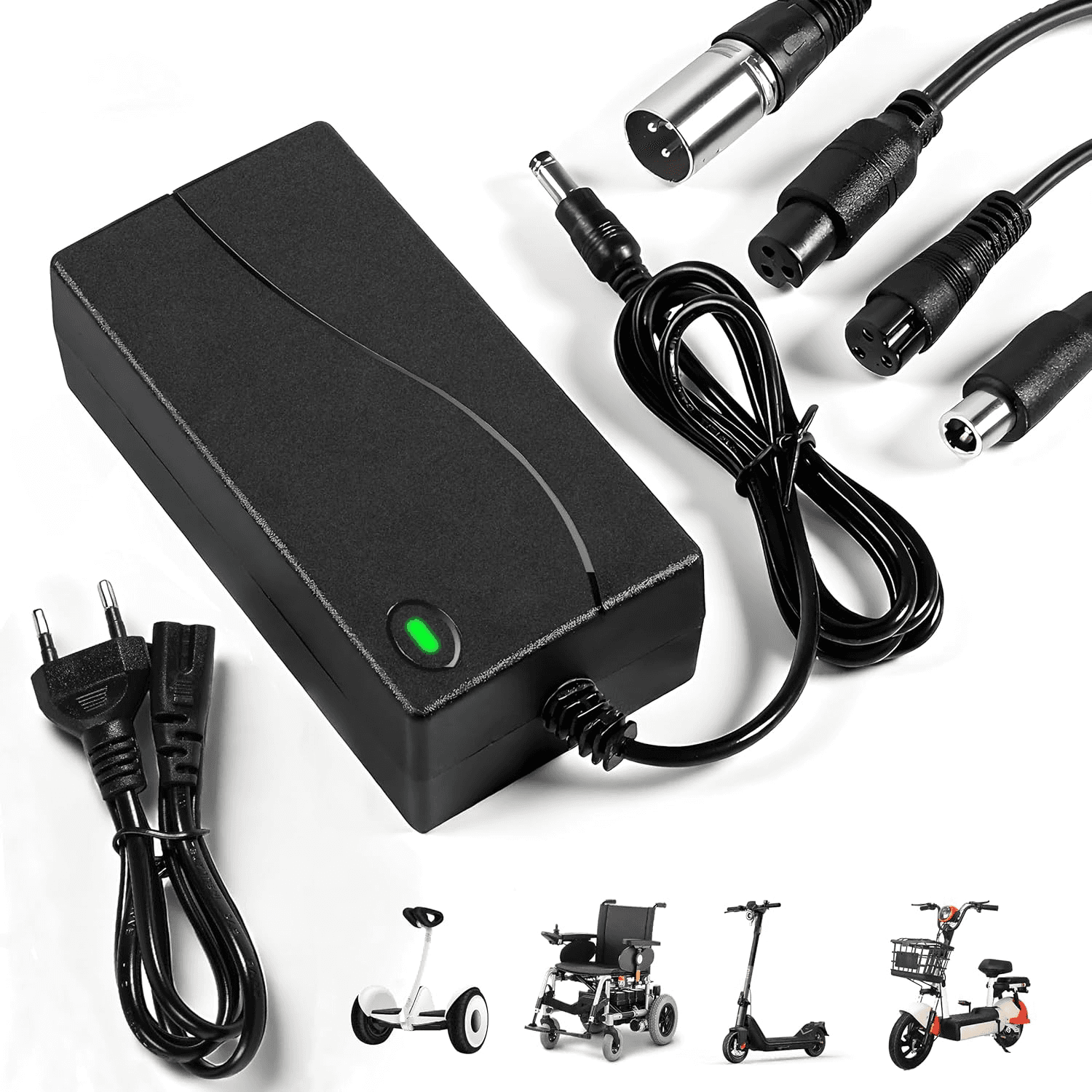 Chargeur Universel pour Trottinette Électrique 42V 2A avec Connecteurs Multiples